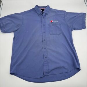 Pepsi Aramark Button Down Shirt Mens Large Blue Short Sleeve Embroidered Logo